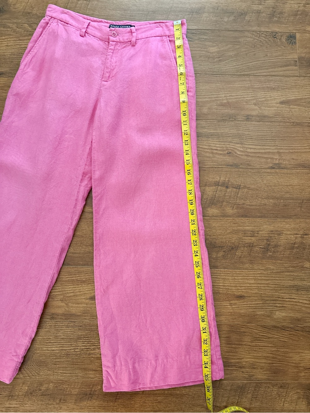 Ralph Lauren Pink 100% Linen Wide Leg Pants Size 2 - Picture 9 of 10